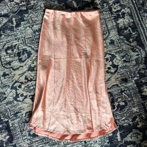 Silk satin midi slip skirtrt